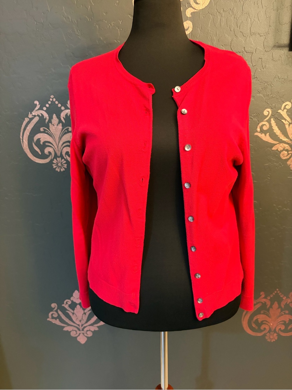 Charter Club Bright Red Button-Front Crew Cardigan